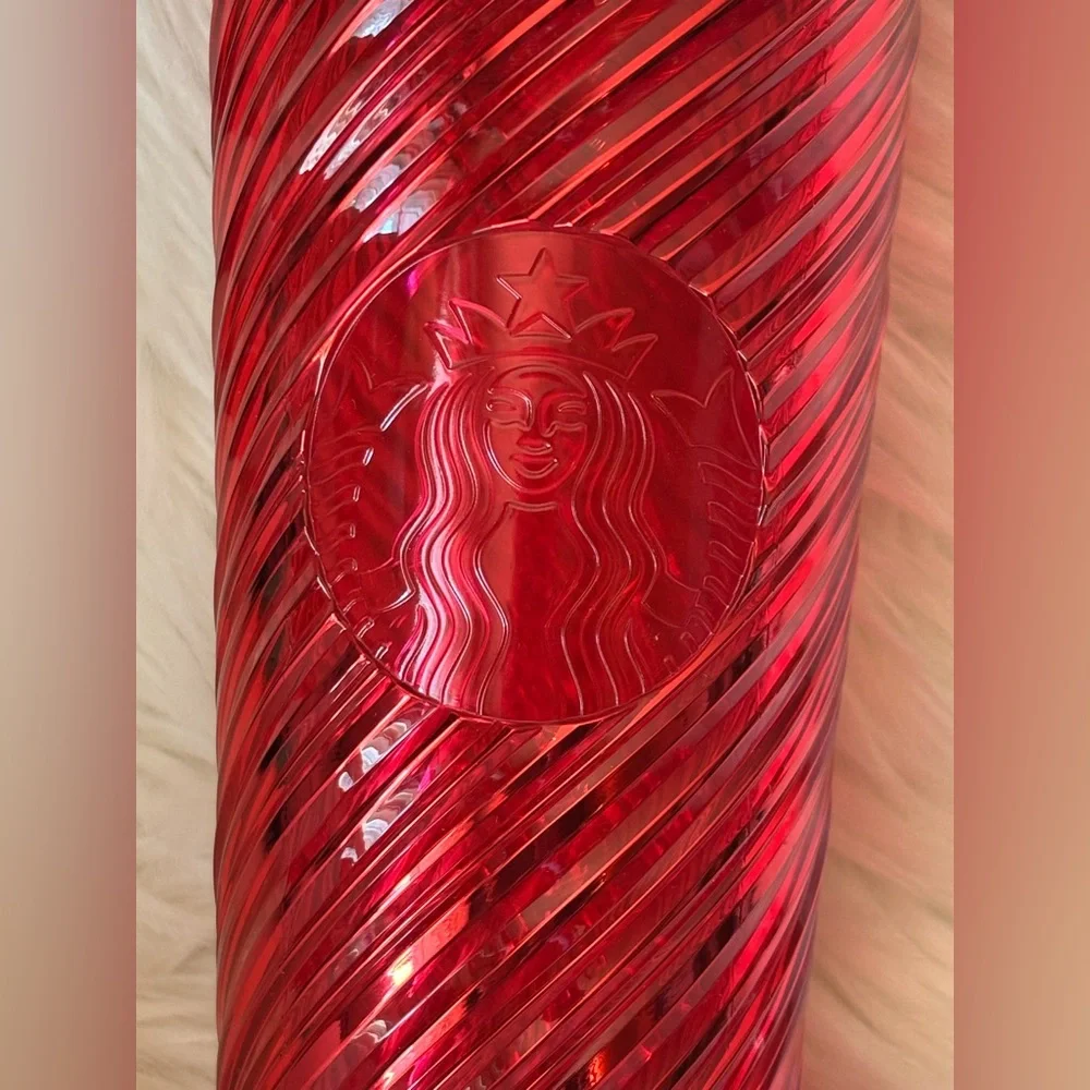 Starbucks Christmas 2024 Red Swirl Stripe Venti Tumbler 24oz Cold Cup Winter New